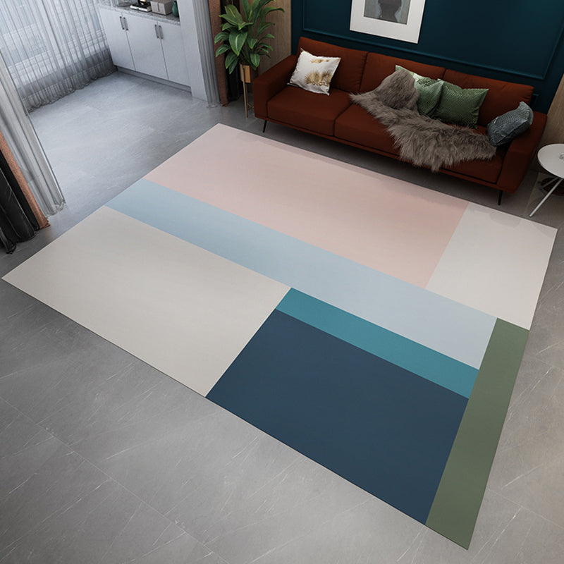 Minimalist Colorblock Rug Pink Flannel Rug Washable Pet-Friendly Non-Slip Area Rug for the Living Room | Bowlift