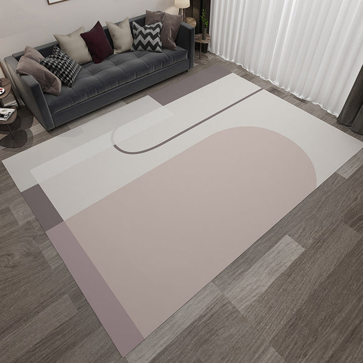 Minimalist Colorblock Rug Pink Flannel Rug Washable Pet-Friendly Non-Slip Area Rug for the Living Room | Bowlift