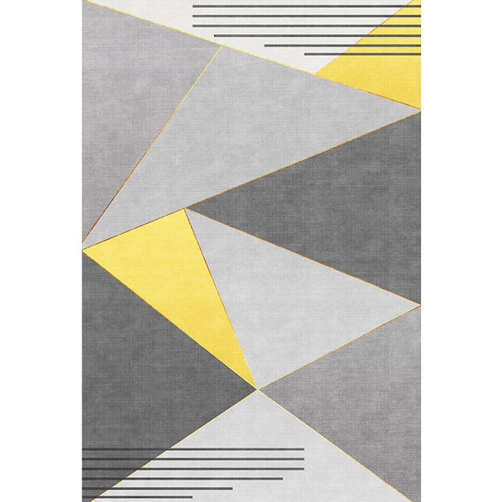 New geometric pattern rug yellow and gray modern rug polyester washable pet-friendly non-slip rug for the living room | Bowlift