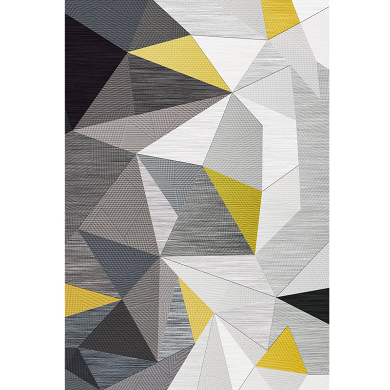 Nordic Geometric Pattern Rug with Stripes Black and Gray Casual Rug Polyester Pet-Friendly Washable Area Rug for the Living Room | Bowlift