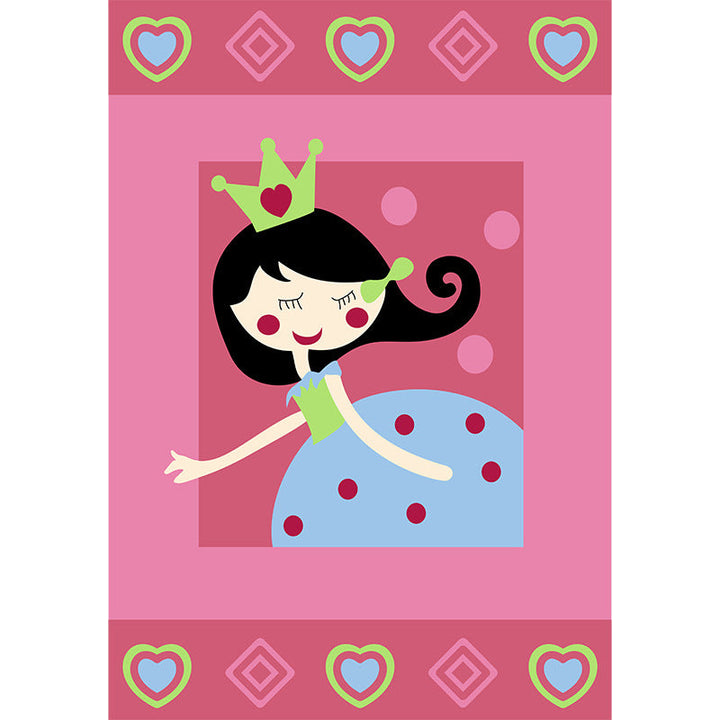 BowLift | Cute Cartoon Character Pattern Rug Pink Kids Rug Polyester Washable Pet Friendly Non-Slip Rug for the Nursery