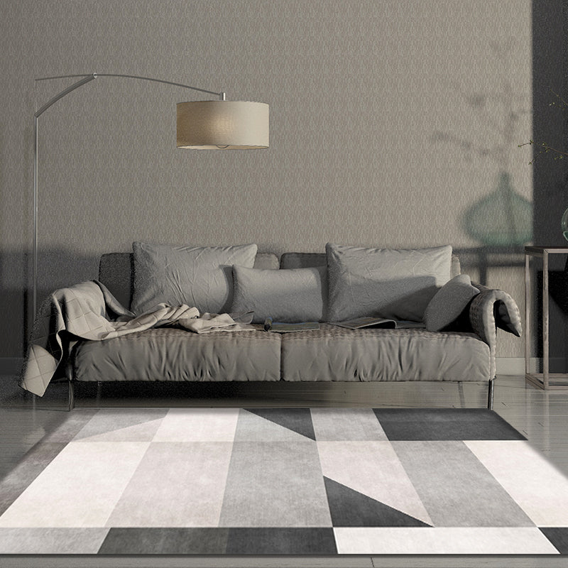 Nordic Geometric Pattern Rug Gray and Black Modern Rug Polyester Washable Pet-Friendly Non-Slip Rug for the Living Room | Bowlift