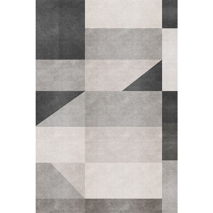 Nordic Geometric Pattern Rug Gray and Black Modern Rug Polyester Washable Pet-Friendly Non-Slip Rug for the Living Room | Bowlift