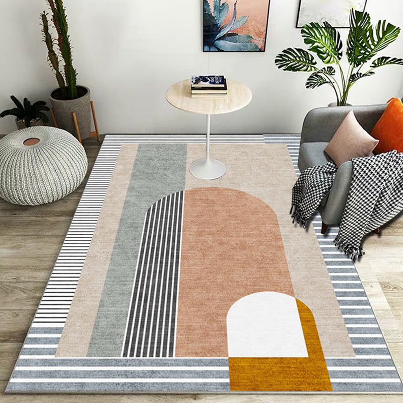 Modern striped rug Multicolored Polyester rug Washable Non-slip Pet-friendly rug for the living room | Bowlift