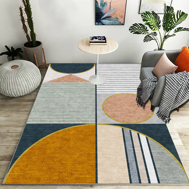 Modern striped rug Multicolored Polyester rug Washable Non-slip Pet-friendly rug for the living room | Bowlift