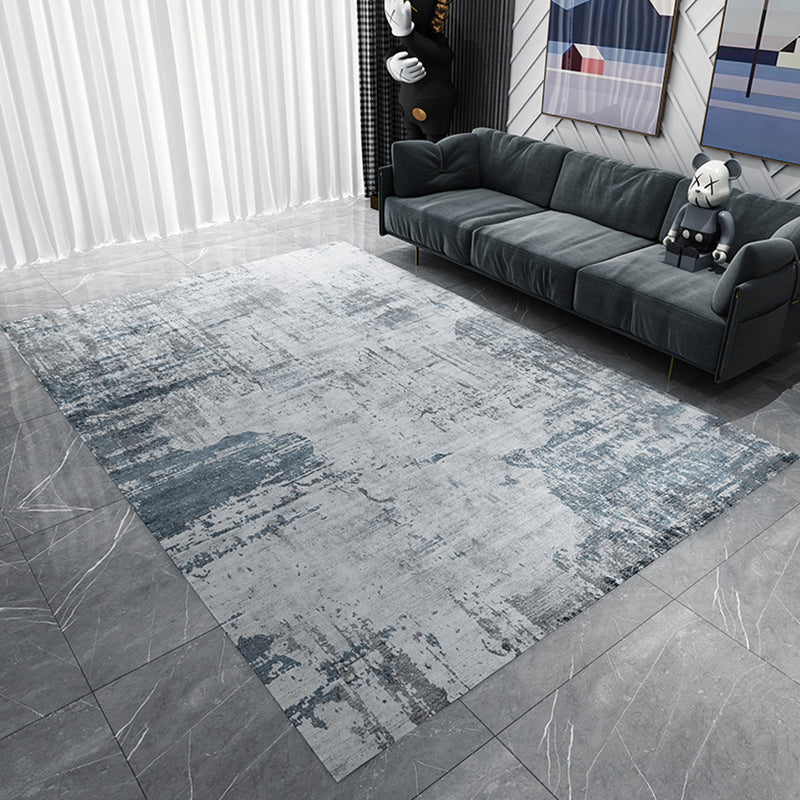Industrial abstract rug gray and blue flannel rug washable pet-friendly non-slip rug for the living room | Bowlift
