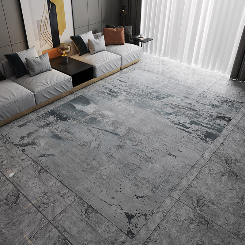 Industrial abstract rug gray and blue flannel rug washable pet-friendly non-slip rug for the living room | Bowlift