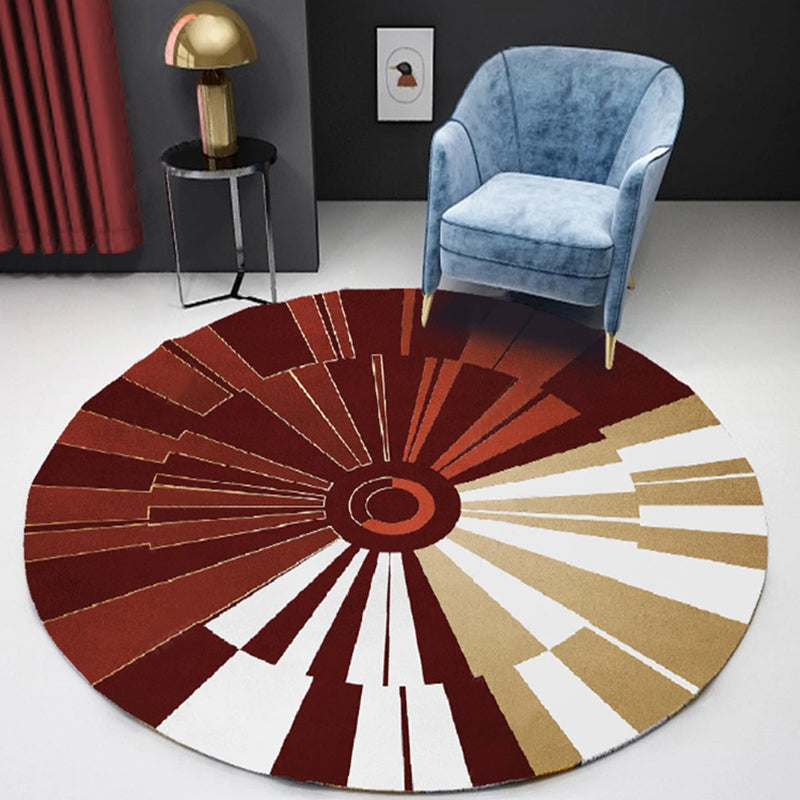 Unique multicolored contemporary carpet made of polyester with geometric circle pattern non-slip, pet-friendly carpet for the living room | Bowlift