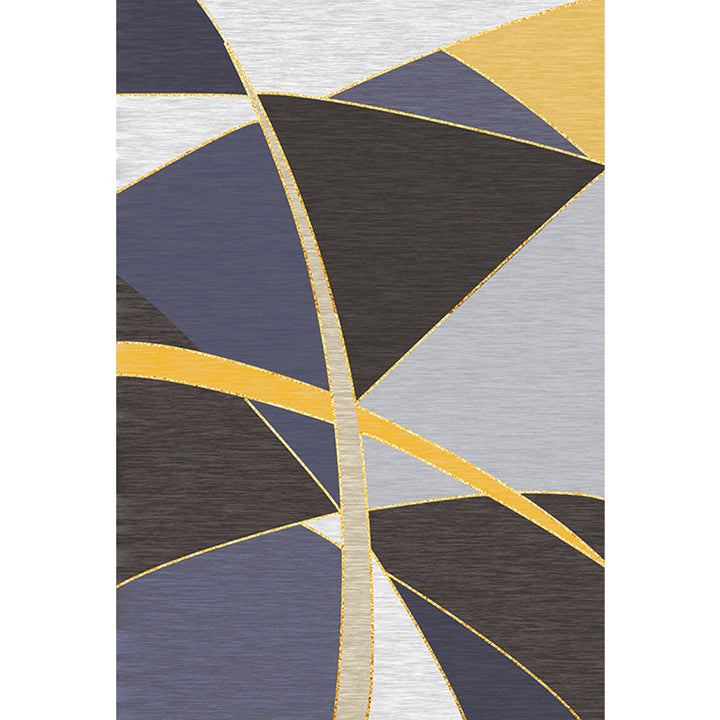 Stylish Colorblock Rug Black and Purple Modern Rug Polyester Washable Pet-Friendly Non-Slip Rug for Living Room | Bowlift