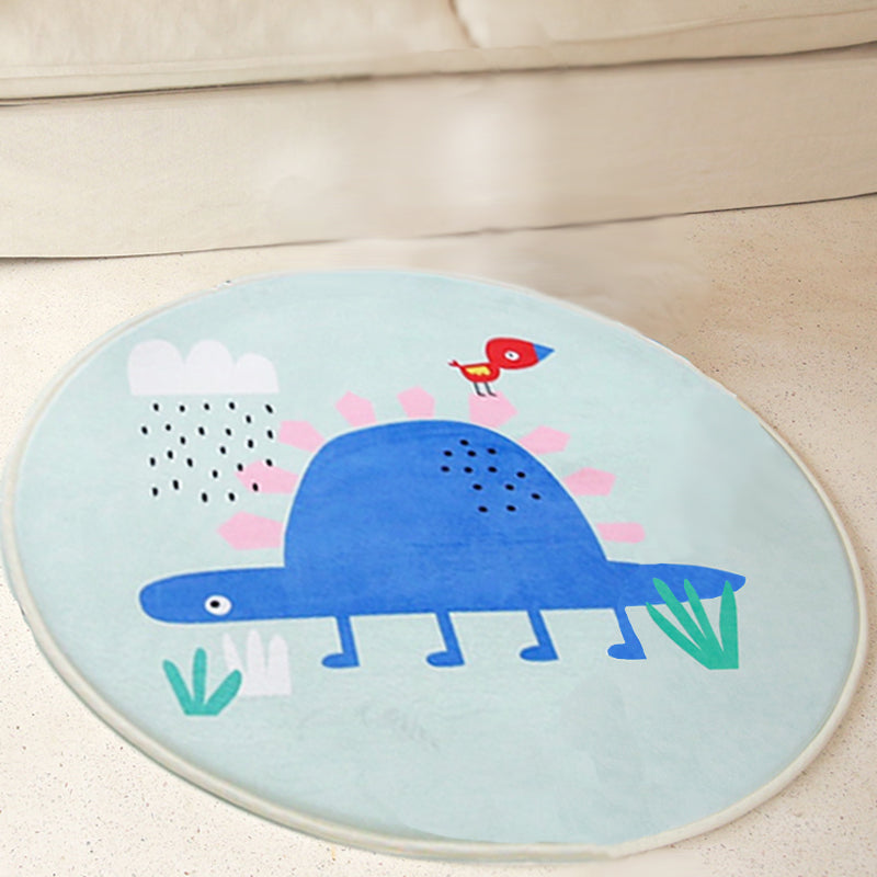 BowLift | Kids Cartoon Animal Pattern Rug Gray and Green Polyester Rug Washable Pet-Friendly Non-Slip Rug for Your Child's Bedroom