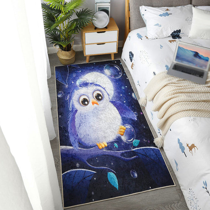 BowLift | Children Dog Pattern Rug Green and Blue Polyester Rug Washable Pet Friendly Non-Slip Area Rug for the Children's Room