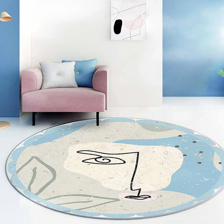 Elegant Modernism Rug Purple Multicolor Abstract Lipstick Pattern Rug Washable Pet-Friendly Rug for the Bedroom | Bowlift