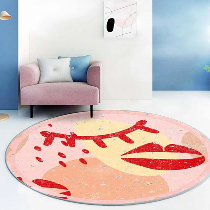 Elegant Modernism Rug Purple Multicolor Abstract Lipstick Pattern Rug Washable Pet-Friendly Rug for the Bedroom | Bowlift