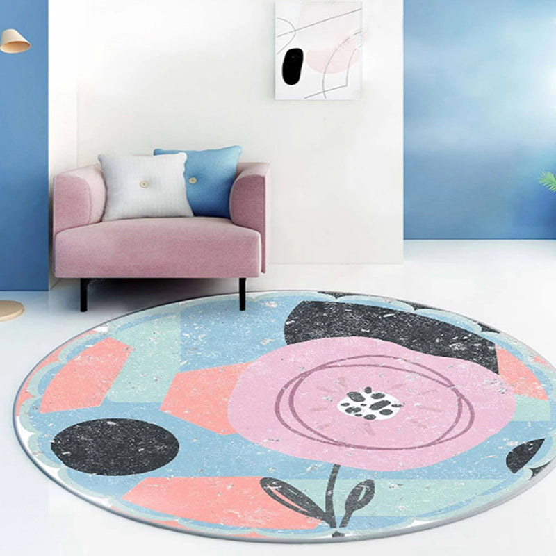 Elegant Modernism Rug Purple Multicolor Abstract Lipstick Pattern Rug Washable Pet-Friendly Rug for the Bedroom | Bowlift