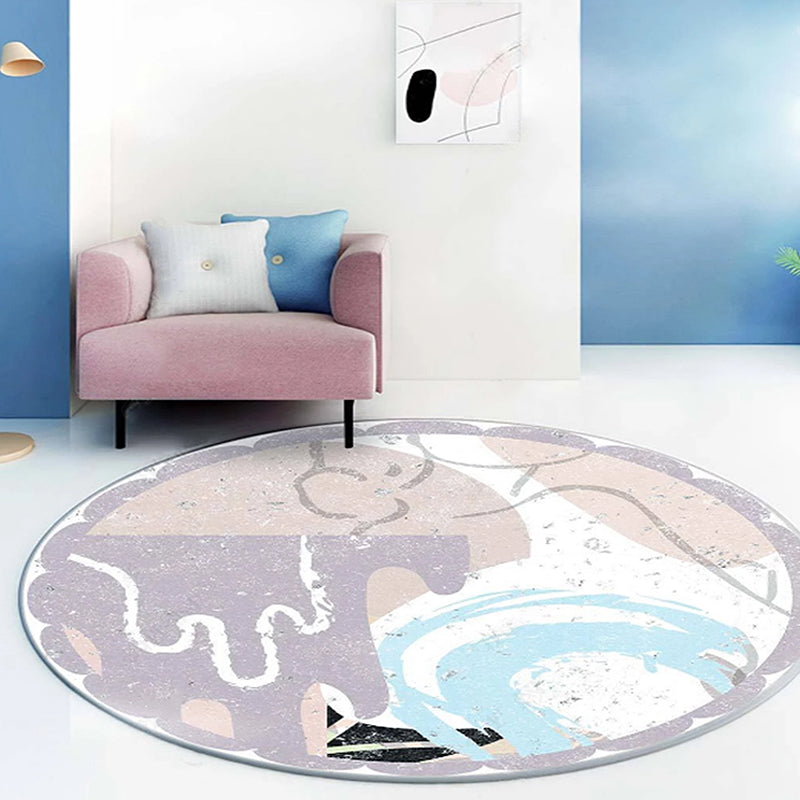 Elegant Modernism Rug Purple Multicolor Abstract Lipstick Pattern Rug Washable Pet-Friendly Rug for the Bedroom | Bowlift