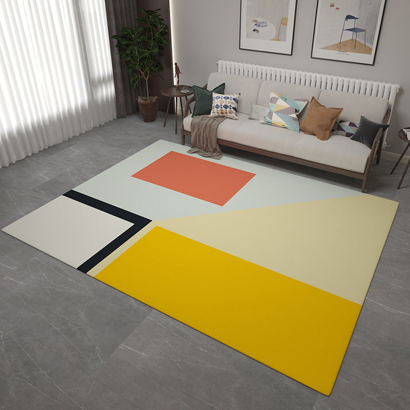 Multicolor Simplicity Rug Flannel Color Block Rug Pet Friendly Washable Anti-Slip Back Rug for Living Room | Bowlift