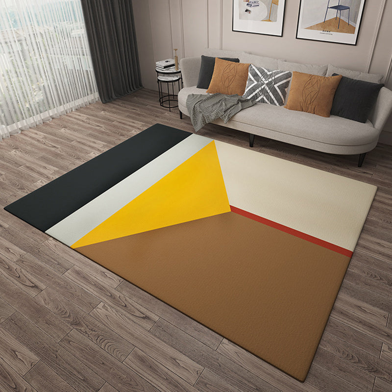 Multicolor Simplicity Rug Flannel Color Block Rug Pet Friendly Washable Anti-Slip Back Rug for Living Room | Bowlift