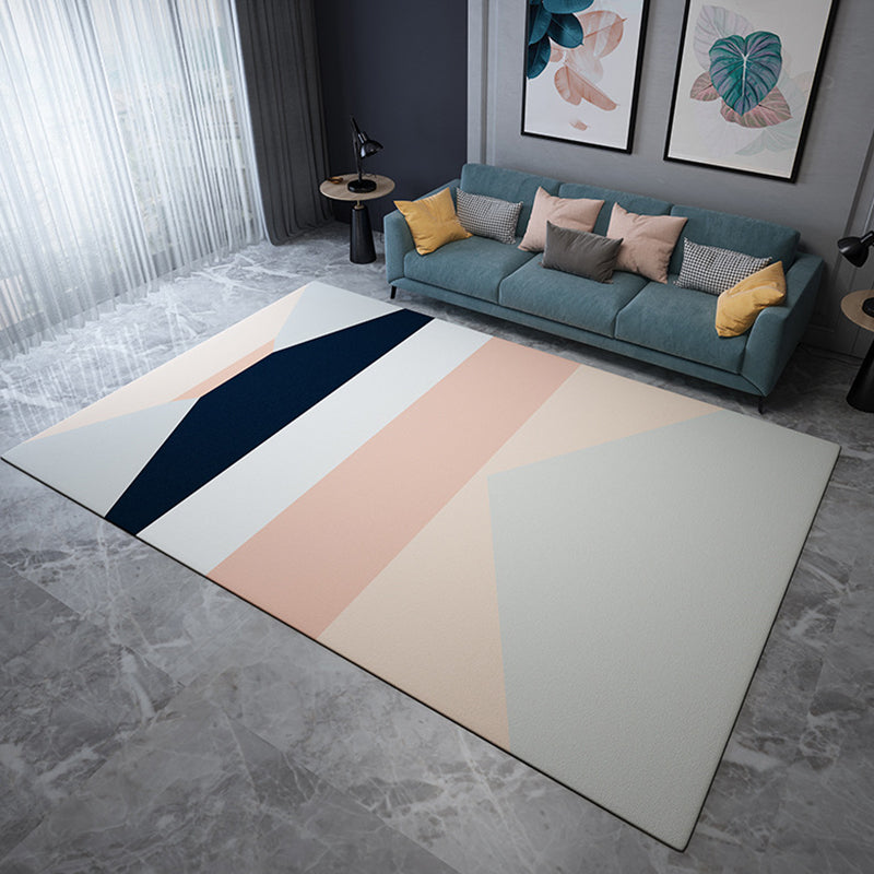 Multicolor Simplicity Rug Flannel Color Block Rug Pet Friendly Washable Anti-Slip Back Rug for Living Room | Bowlift