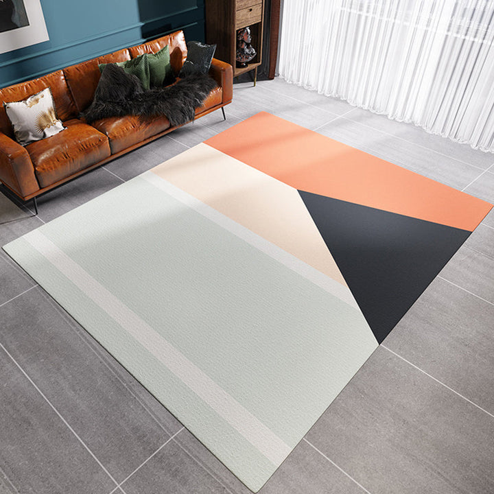 Multicolor Simplicity Rug Flannel Color Block Rug Pet Friendly Washable Anti-Slip Back Rug for Living Room | Bowlift