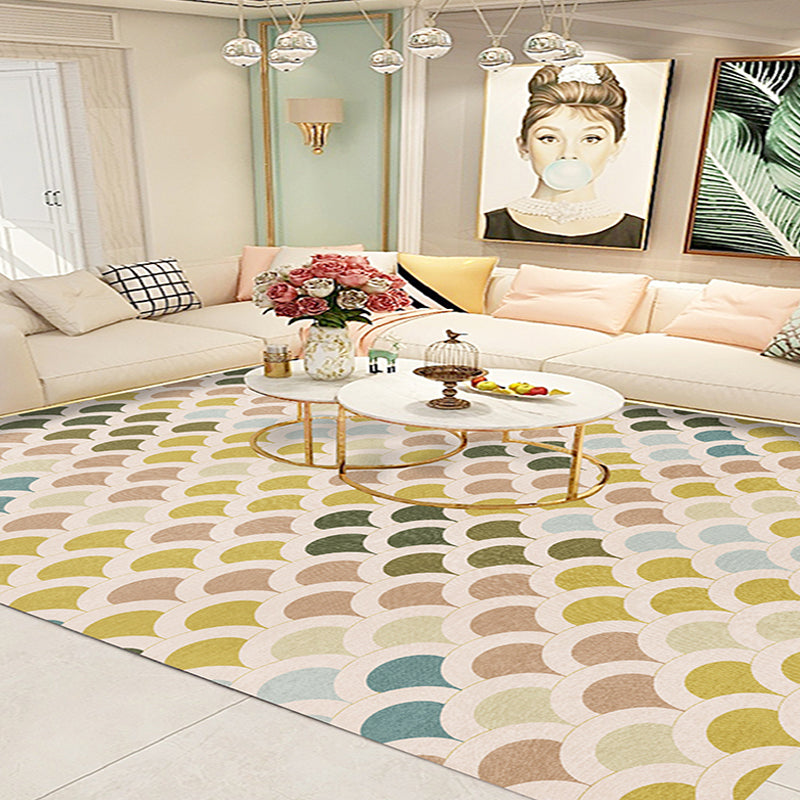 Contemporary Living Room Rug Multicolor Geometric Pattern Rug Polyester Washable Non-Slip Pet-Friendly Area Rug | Bowlift