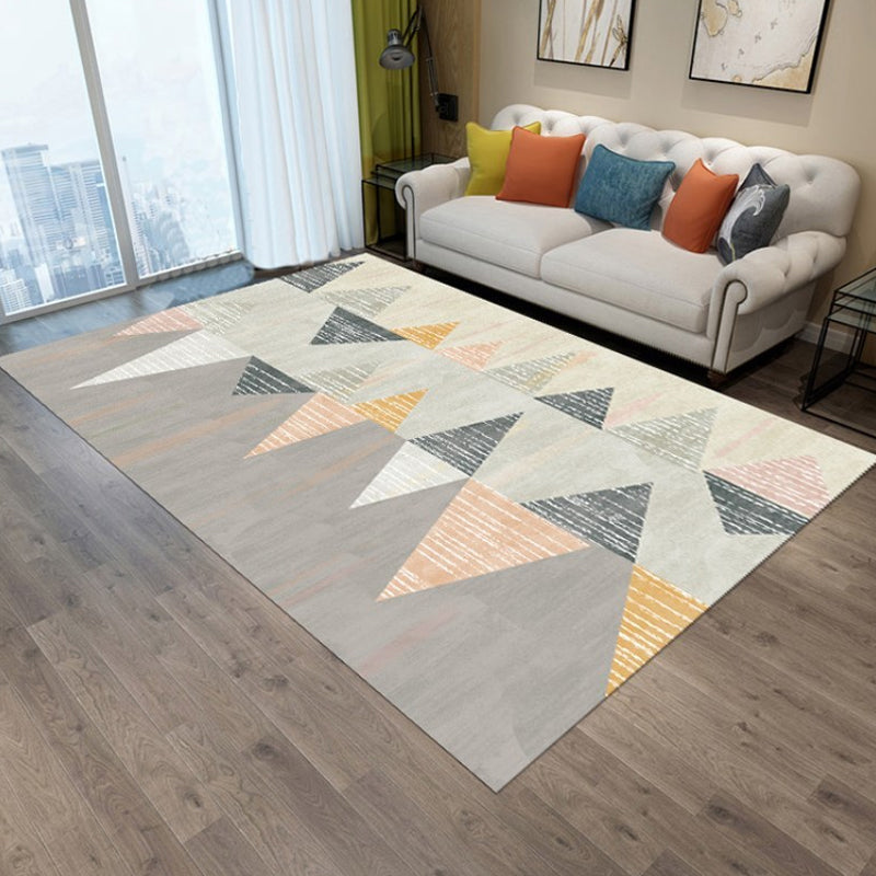 Contemporary Living Room Rug Multicolor Geometric Pattern Rug Polyester Washable Non-Slip Pet-Friendly Area Rug | Bowlift