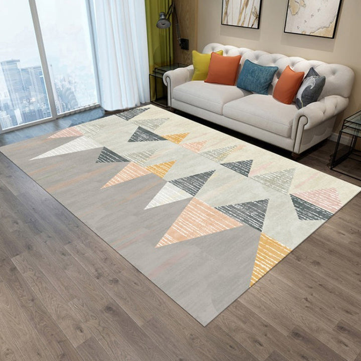 Contemporary Living Room Rug Multicolor Geometric Pattern Rug Polyester Washable Non-Slip Pet-Friendly Area Rug | Bowlift