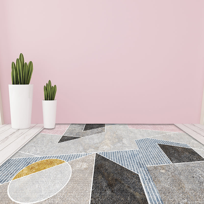 Unique geometric patterned carpet with gray stripe Modern carpet Polyester Washable Pet-friendly non-slip carpet for the living room | Bowlift