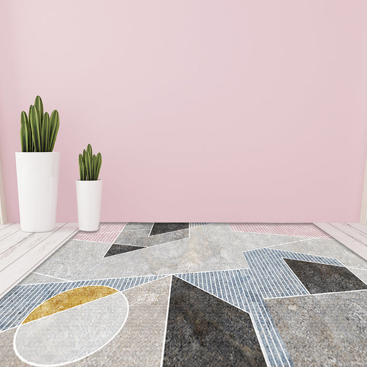 Unique geometric patterned carpet with gray stripe Modern carpet Polyester Washable Pet-friendly non-slip carpet for the living room | Bowlift