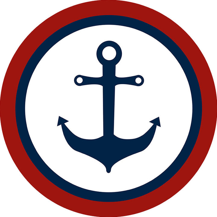 BowLift | Unique navigation pattern rug with ship and anchor Blue and White children's rug Polyester Washable Pet-friendly Non-slip rug for children's room