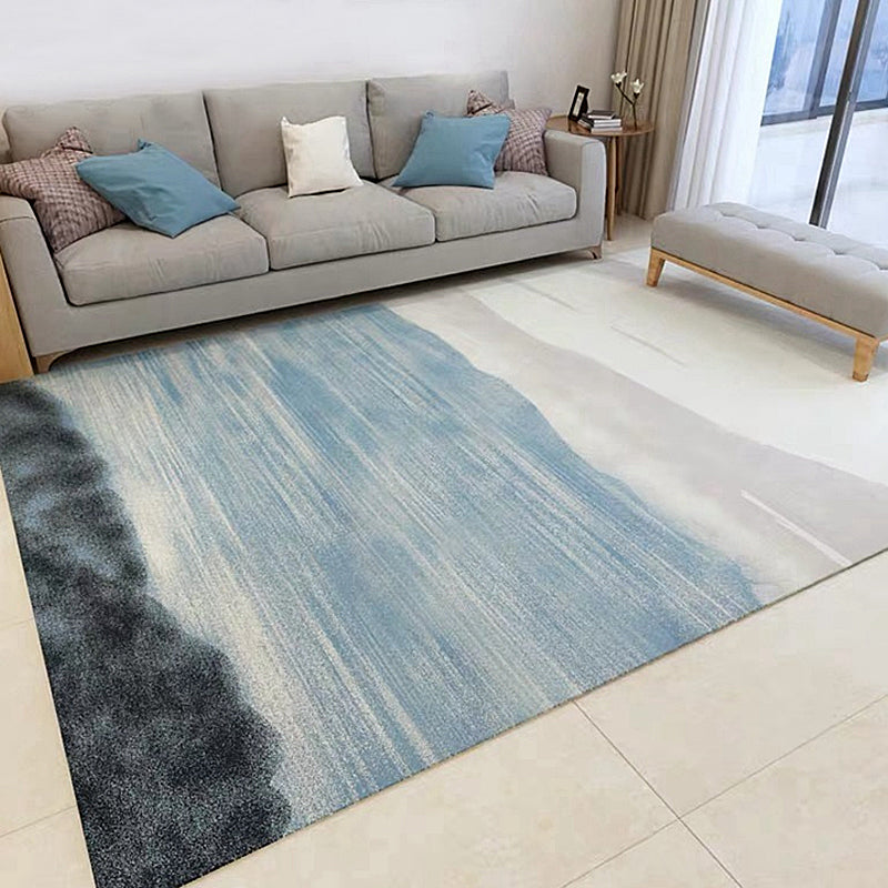 Gray and Blue Modernist Rug Polyester Abstract Rug Pet-Friendly Washable Non-Slip Back Rug for the Living Room | Bowlift