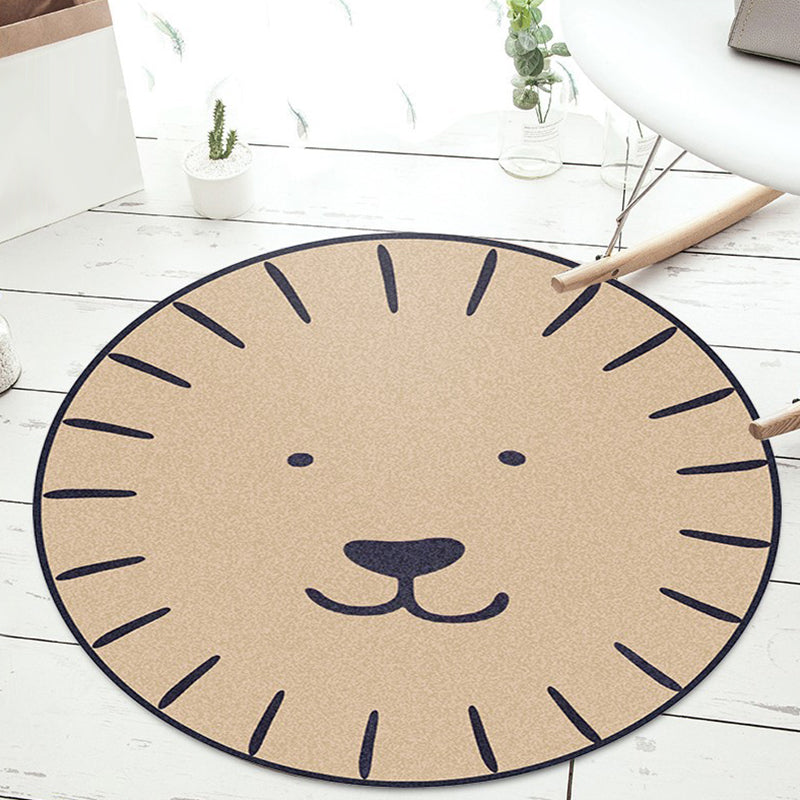 BowLift | Kids Cartoon Animal Pattern Carpet Apricot and Green Polyester Carpet Washable Pet Friendly Non-Slip Carpet for the Children's Room