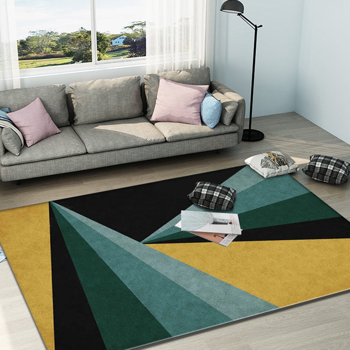 Multicolor Bedroom Rug Polyester Modernism Color Stripes Geometric Pattern Rug Washable Pet-Friendly Rug | Bowlift