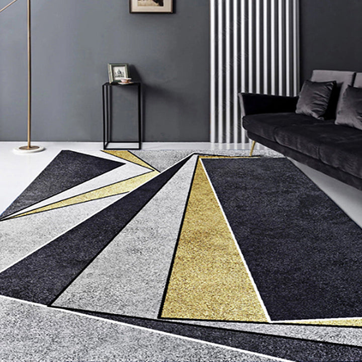 Multicolor Bedroom Rug Polyester Modernism Color Stripes Geometric Pattern Rug Washable Pet-Friendly Rug | Bowlift