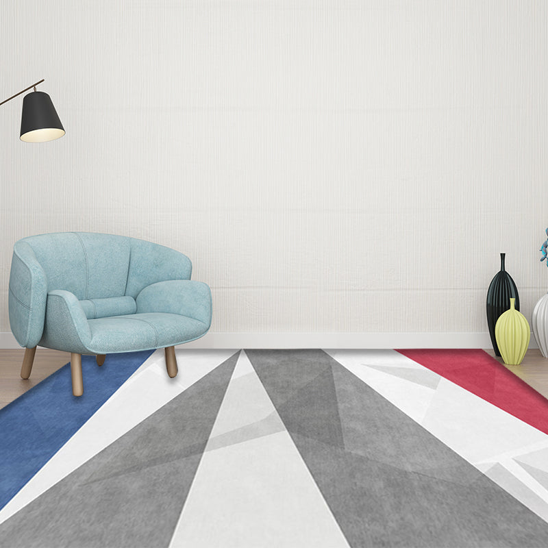 Gray and Blue Modern Rug Polyester Color Block Rug Pet Friendly Washable Non-Slip Back Carpet for the Living Room | Bowlift
