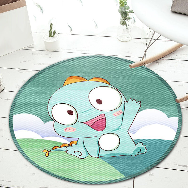 BowLift | Stylish Cartoon Animal Pattern Carpet Green and Blue Kids Carpet Polyester Pet-Friendly Washable Non-Slip Backing Carpet for Children's Room