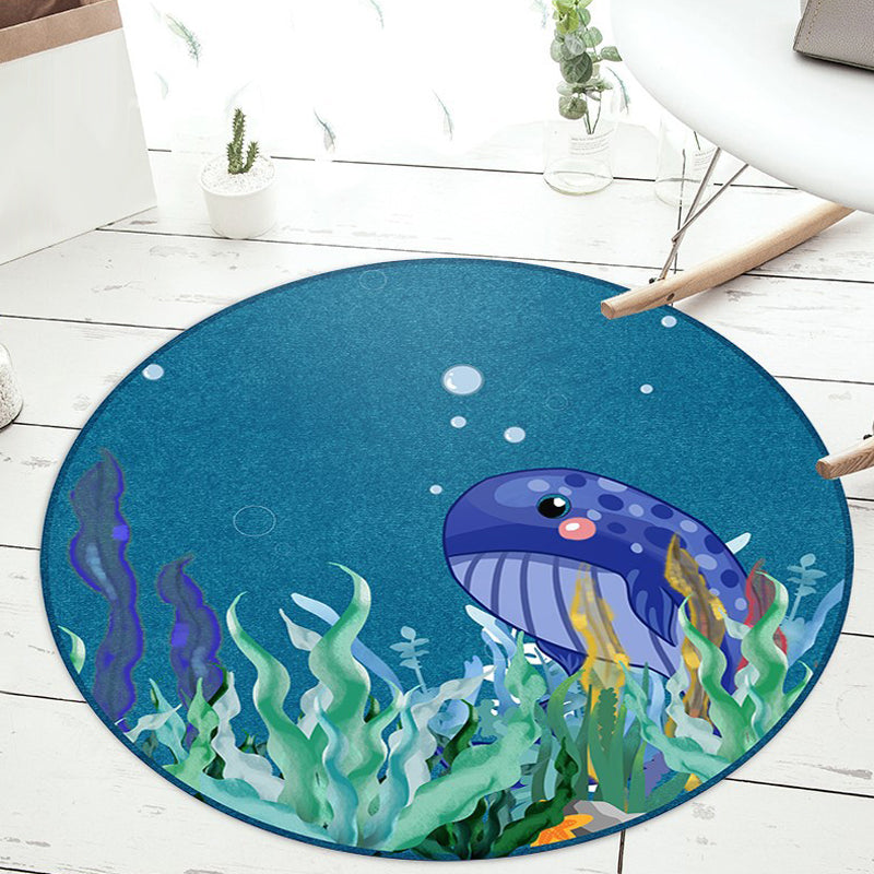BowLift | Stylish Cartoon Animal Pattern Carpet Green and Blue Kids Carpet Polyester Pet-Friendly Washable Non-Slip Backing Carpet for Children's Room