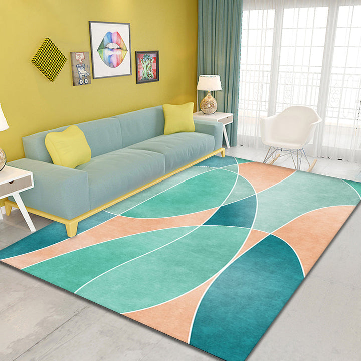 Minimalist Colorblock Rug Green Polyester Rug Washable Pet-Friendly Non-Slip Carpet for Living Room | Bowlift