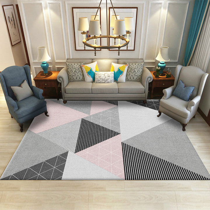 Modern geometric pattern rug with striped, printed, multicolored polyester rug, washable, non-slip, pet-friendly rug for the living room | Bowlift
