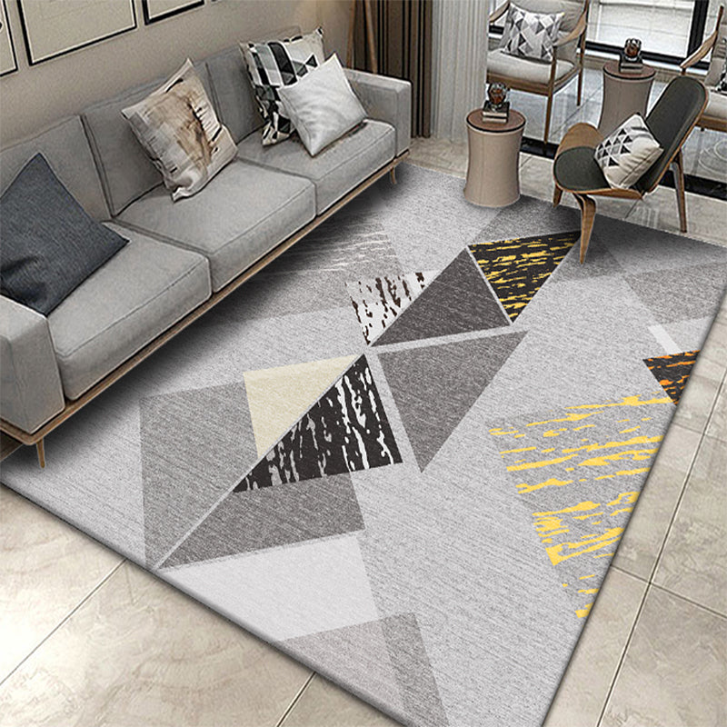 Modern geometric pattern rug with striped, printed, multicolored polyester rug, washable, non-slip, pet-friendly rug for the living room | Bowlift