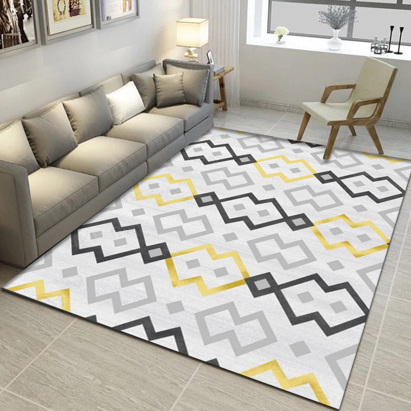 Modern geometric pattern rug with striped, printed, multicolored polyester rug, washable, non-slip, pet-friendly rug for the living room | Bowlift