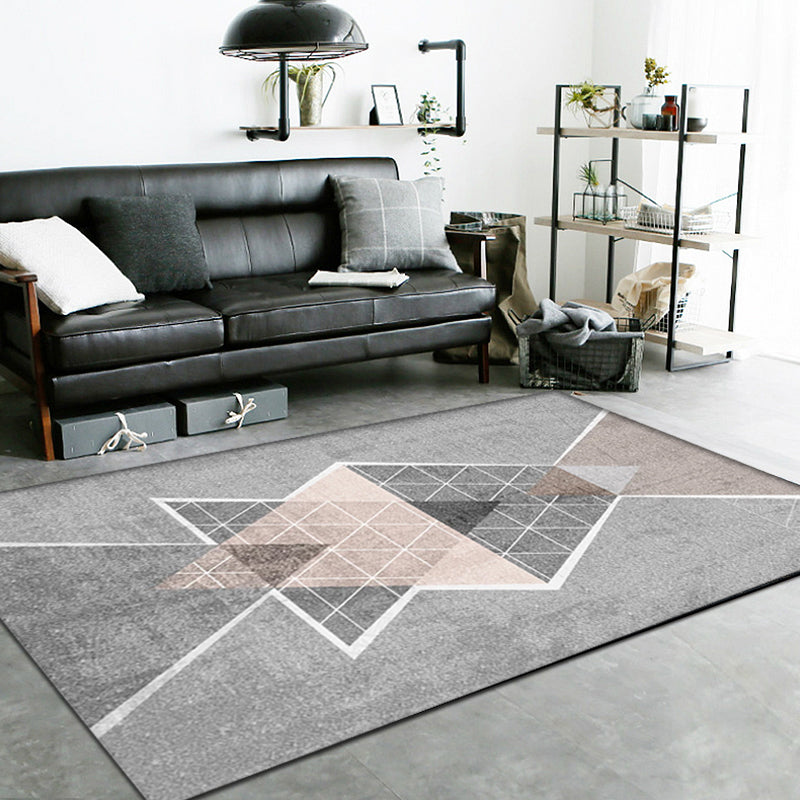 Modern geometric pattern rug with striped, printed, multicolored polyester rug, washable, non-slip, pet-friendly rug for the living room | Bowlift