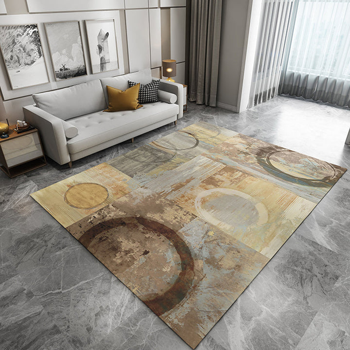 Unique watercolor patterned rug Multicolor Modern rug flannel washable pet-friendly non-slip rug for the living room | Bowlift