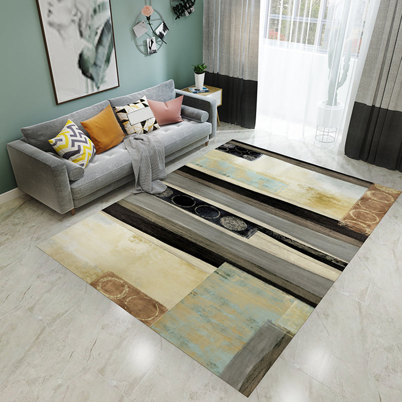 Unique watercolor patterned rug Multicolor Modern rug flannel washable pet-friendly non-slip rug for the living room | Bowlift