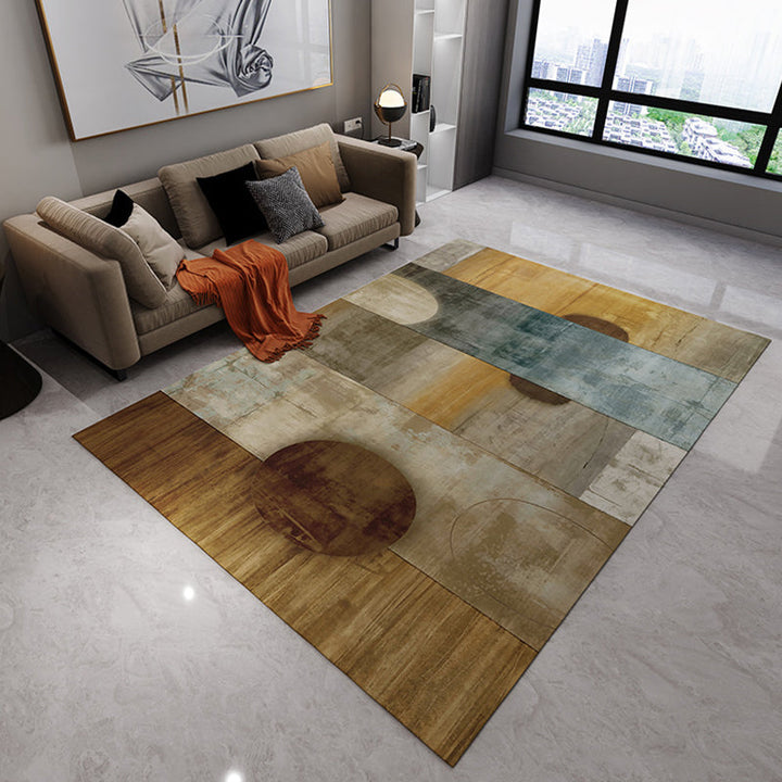 Unique watercolor patterned rug Multicolor Modern rug flannel washable pet-friendly non-slip rug for the living room | Bowlift