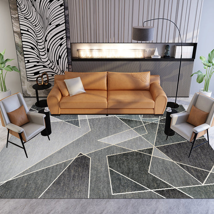 Unique multi-colored striped rug with geometric print made of polyester Modern rug Pet-friendly non-slip backing Rug for the bedroom | Bowlift