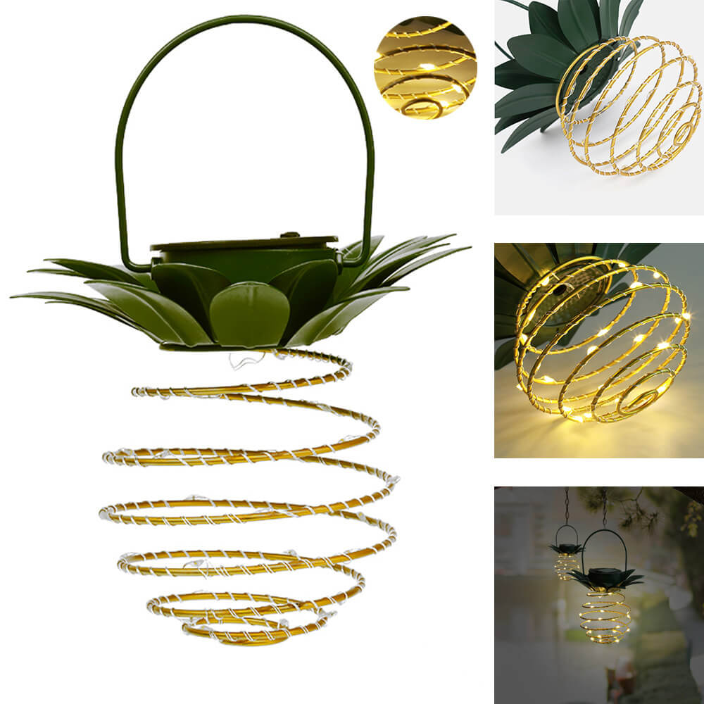 BowLift | Solar Pineapple Iron Lantern LED Copper Wire Outdoor Waterproof Garden Decorative Hanging Lights