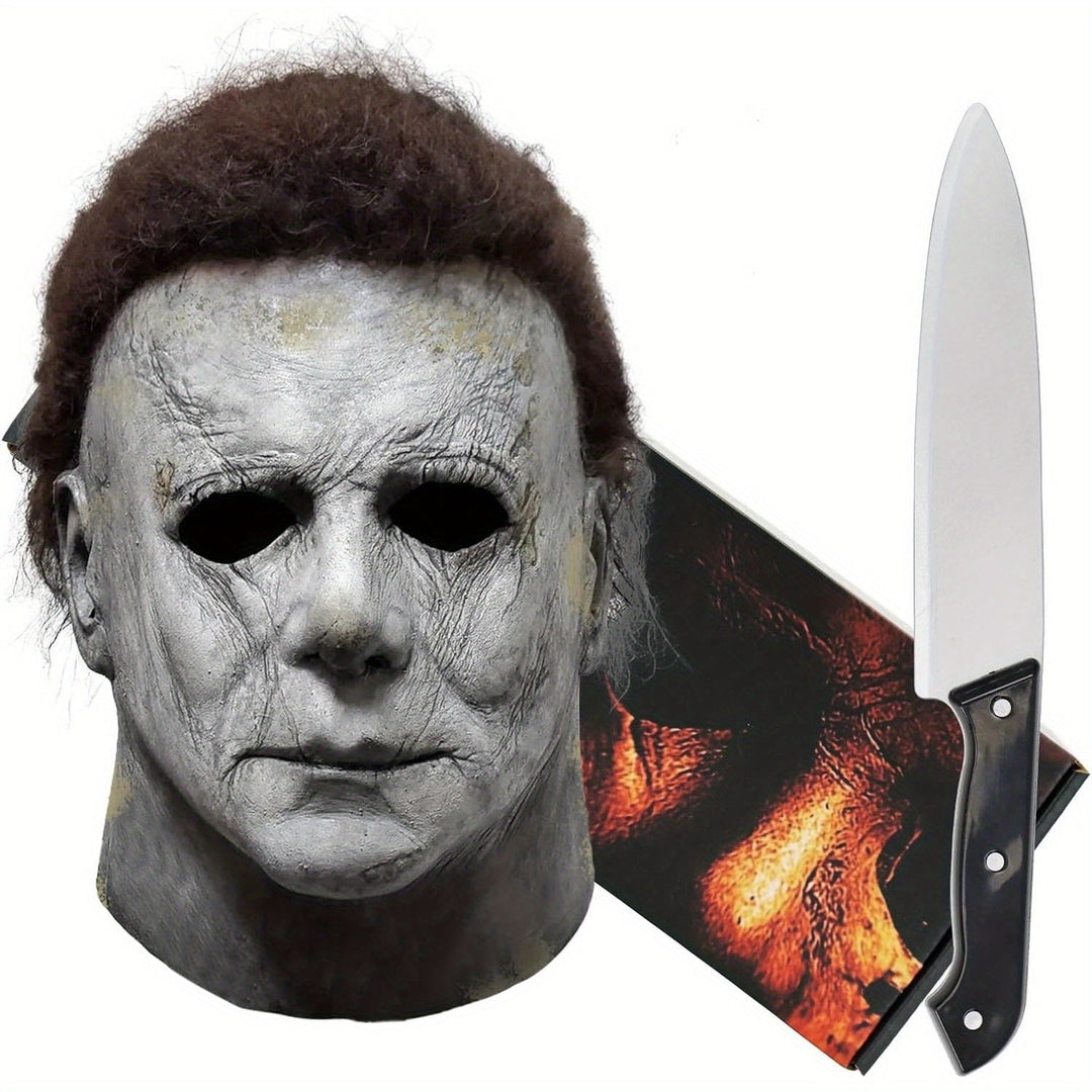 BowLift | Men’s Realistic Scary Halloween Mask Set | Horror Prop Knife