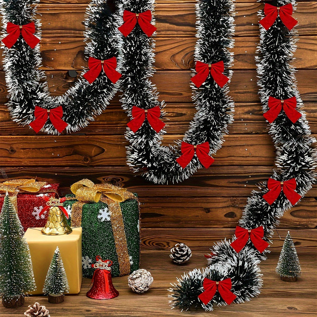 BowLift | LumaTinsel LED Christmas Garland – Set of 2 Wireless Metallic String Lights with Warm Lighting