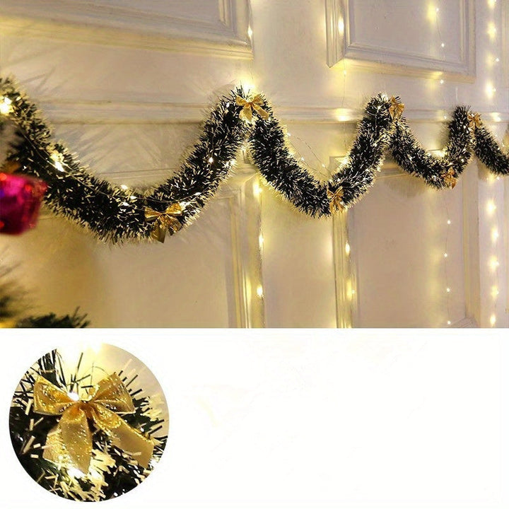 BowLift | LumaTinsel LED Christmas Garland – Set of 2 Wireless Metallic String Lights with Warm Lighting