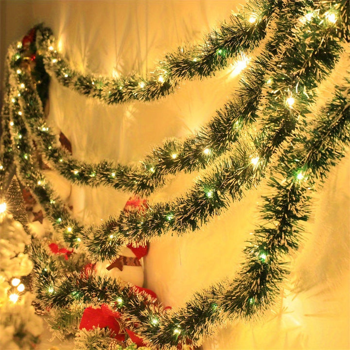 BowLift | LumaTinsel LED Christmas Garland – Set of 2 Wireless Metallic String Lights with Warm Lighting